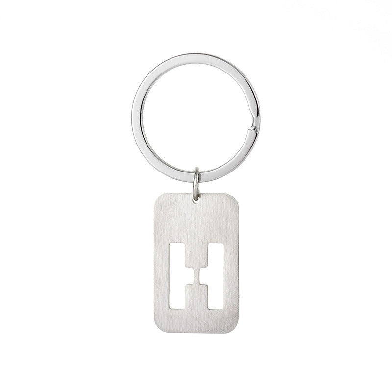 Wholesale Stainless Steel Creative Hollow 26 Letter Keychain